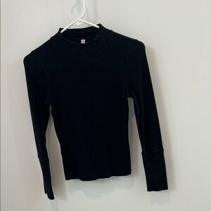Free People Black Long Sleeve Mock Neck Top
